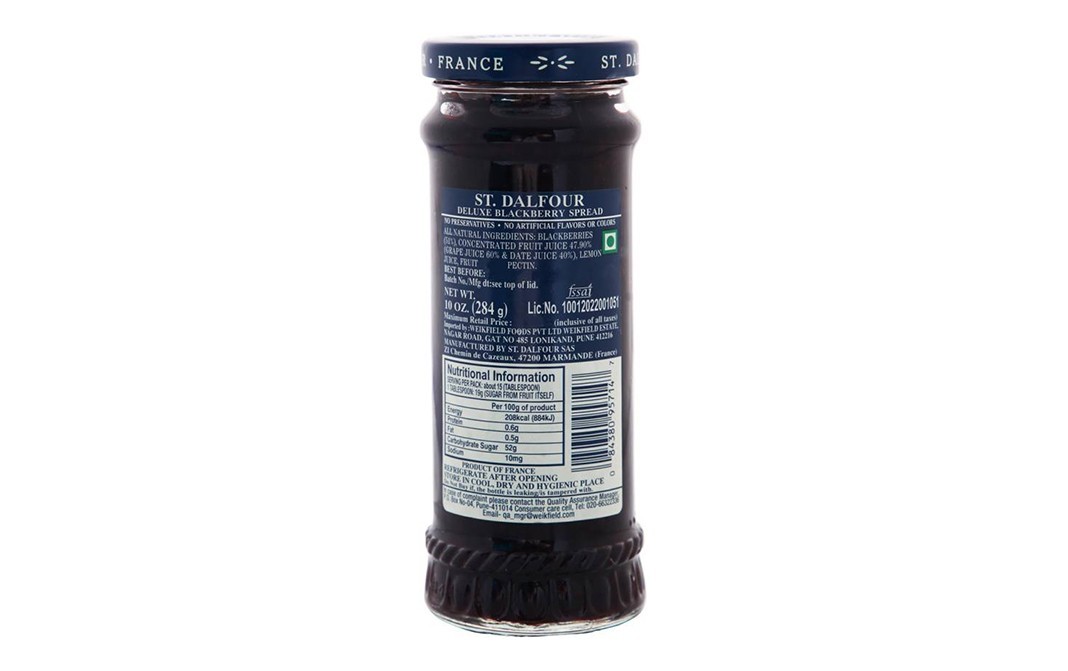 St. Dalfour Blackberry Spread    Glass Jar  284 grams